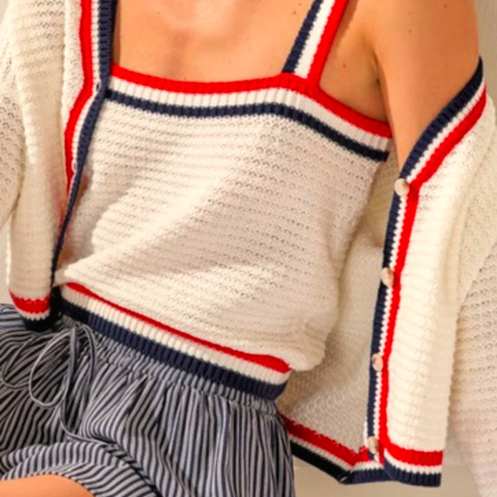 Francesca's Collections RW&B Knit Tank - Picture 1 of 3